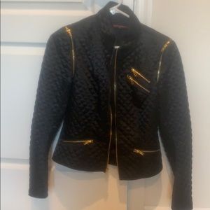 Black Betsy Johnson jacket with gold zippers
